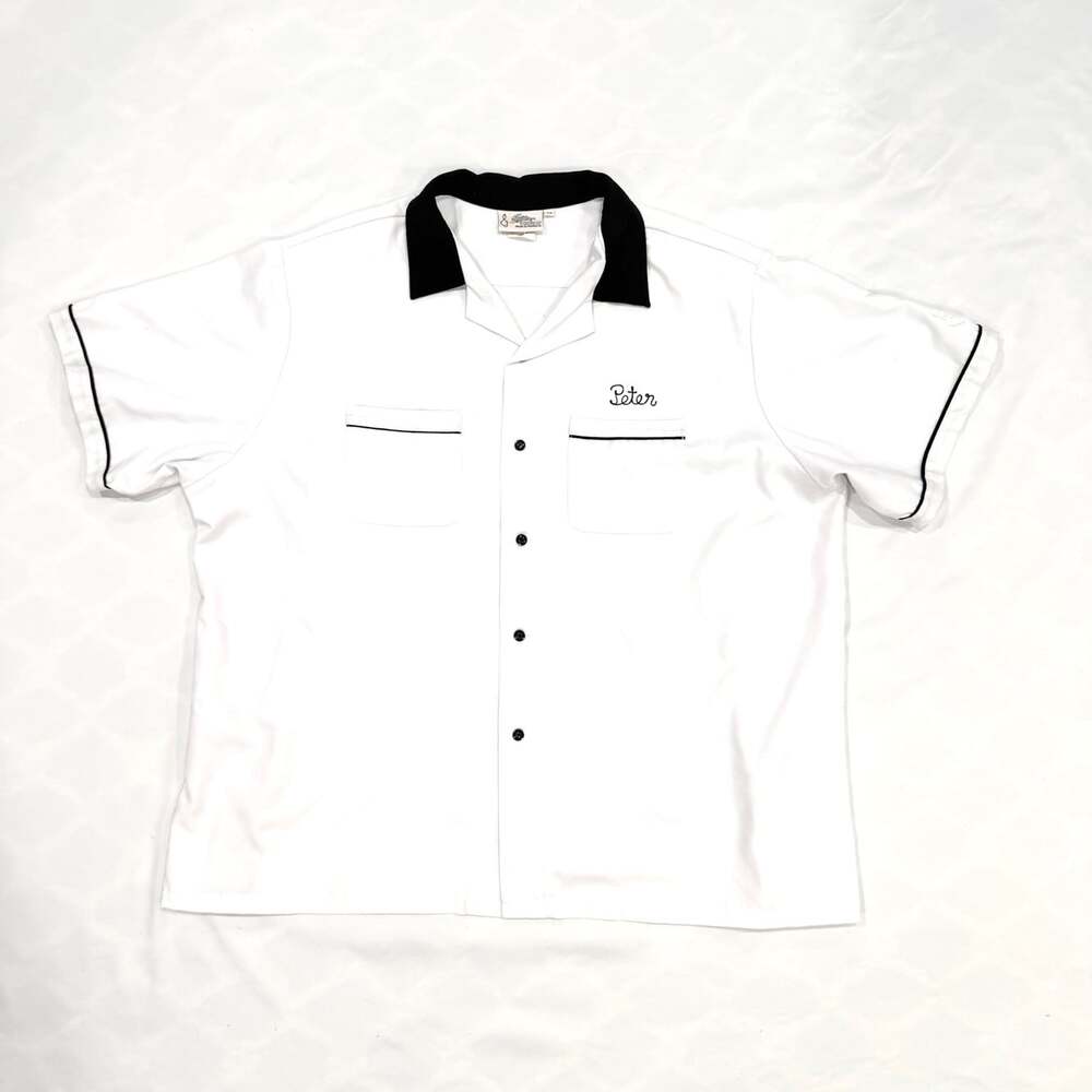 Vintage Cruisin USA "Peter" Retro Starburst White Button Down Bowling Shirt